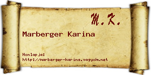 Marberger Karina névjegykártya